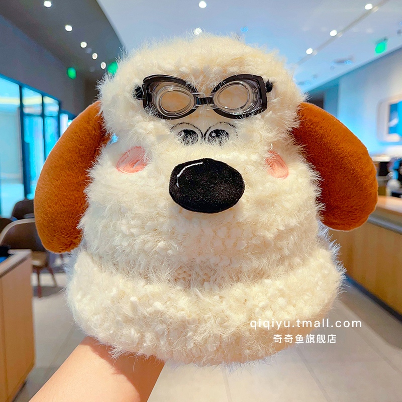 宝宝可爱礼帽小熊儿童帽子秋冬新款男女童防风保暖护耳毛绒套头帽