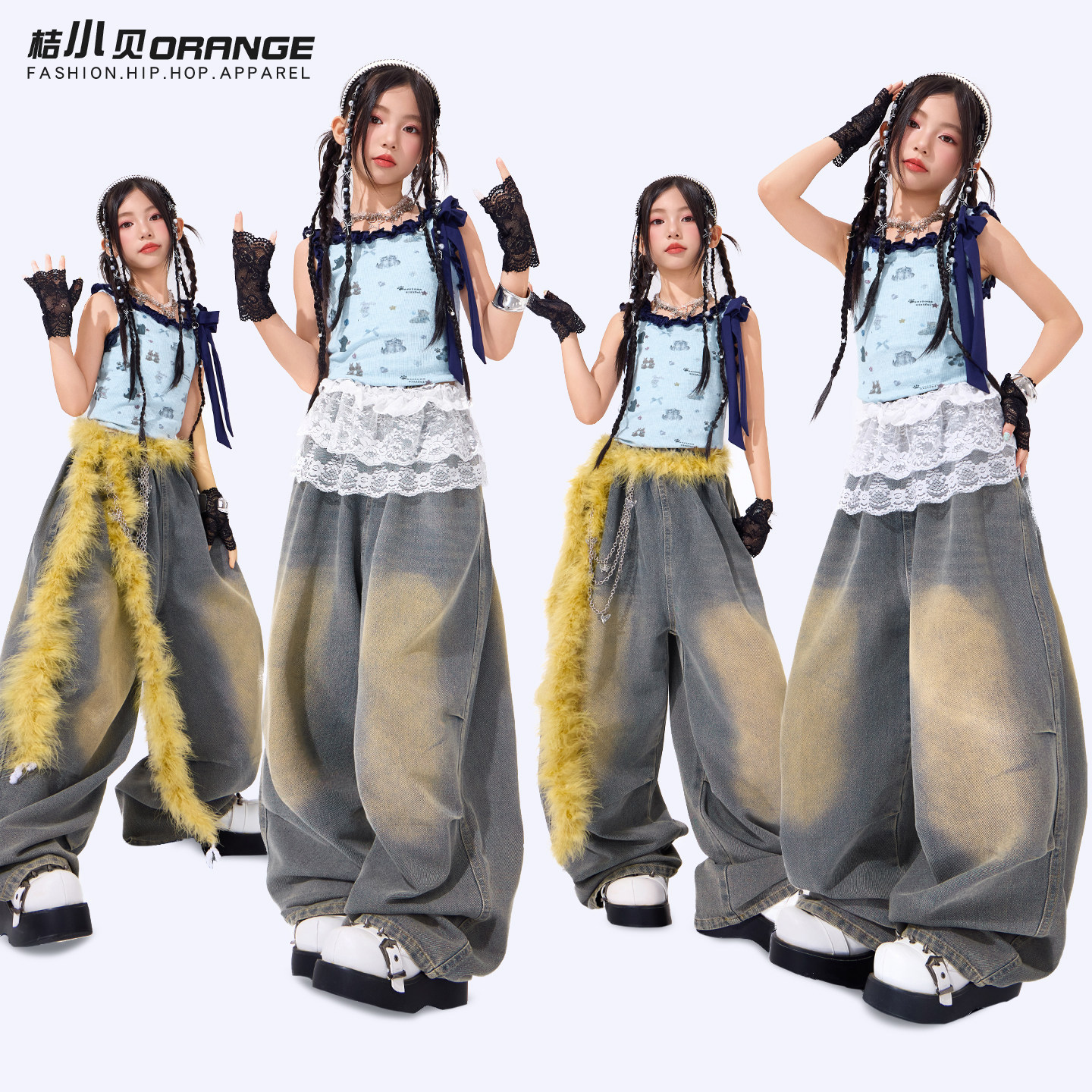 儿童街舞演出服女童爵士舞表演服