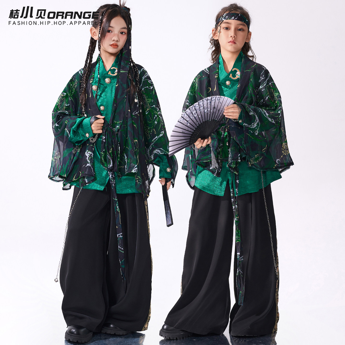 儿童街舞演出服男童绿色外套汉服中国风女童舞蹈合唱服表演服套装,童装/婴儿装/亲子装,儿童演出服,淘宝优惠券,粉丝福利购,淘宝优惠卷