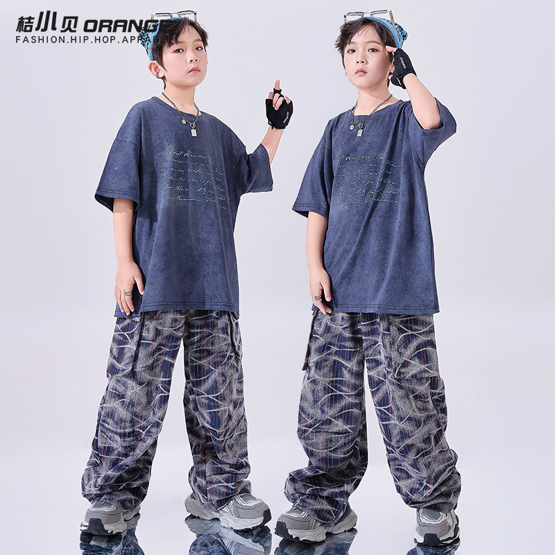 街舞儿童潮服hiphop童装短袖