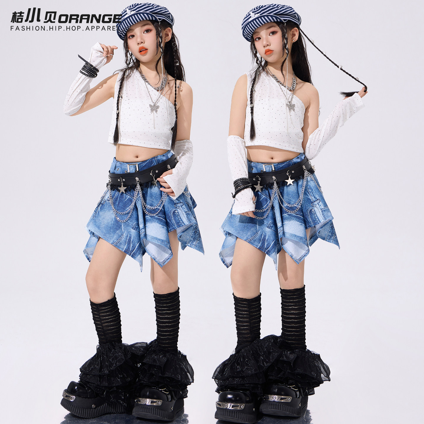爵士舞女童服装夏季时髦儿童街舞