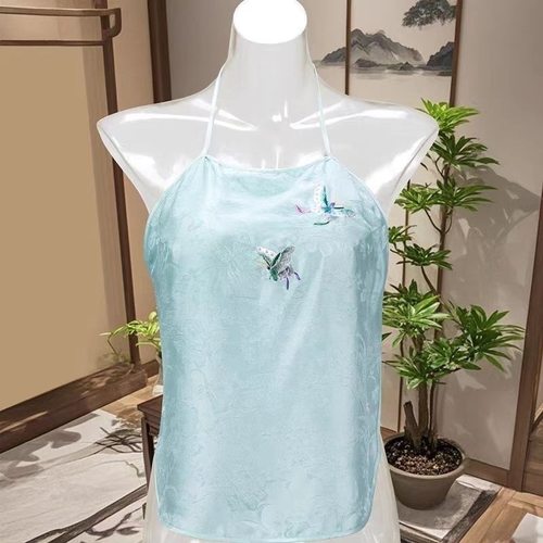 冰丝肚兜女印花大码300斤春夏季古风睡衣家居服吊带内搭中式内衣