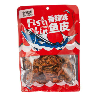 金鲤桥 鱼皮网红小吃零食香辣味鱼皮烧烤孜然味即食海鲜零食100g