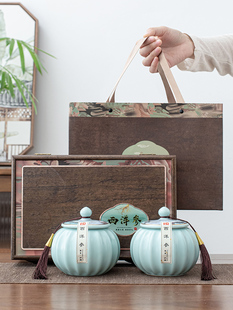 高端西洋参礼盒空盒子切片半磅陶瓷密封罐西洋参片粉末礼盒空礼盒