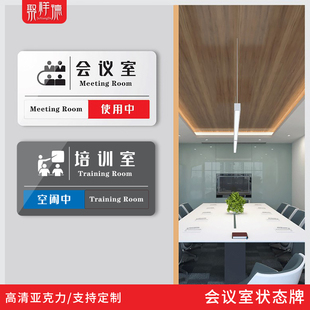 亚克力会议室使用中挂牌可切换空闲中状态标识牌办公室科室有人无人门挂牌指示牌定制酒店房间有无人温馨提示