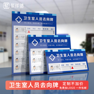卫生室人员去向牌定制亚克力岗位牌机关单位人员考勤表医院美容院员工状态管理标识牌在岗外出开会指示标示卡