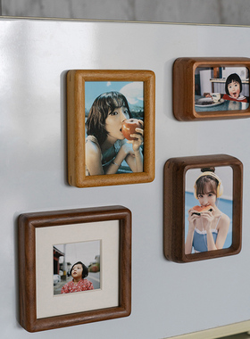 实木迷你磁吸冰箱贴相框拍立得小卡相片摆台打印照片创意展示装饰