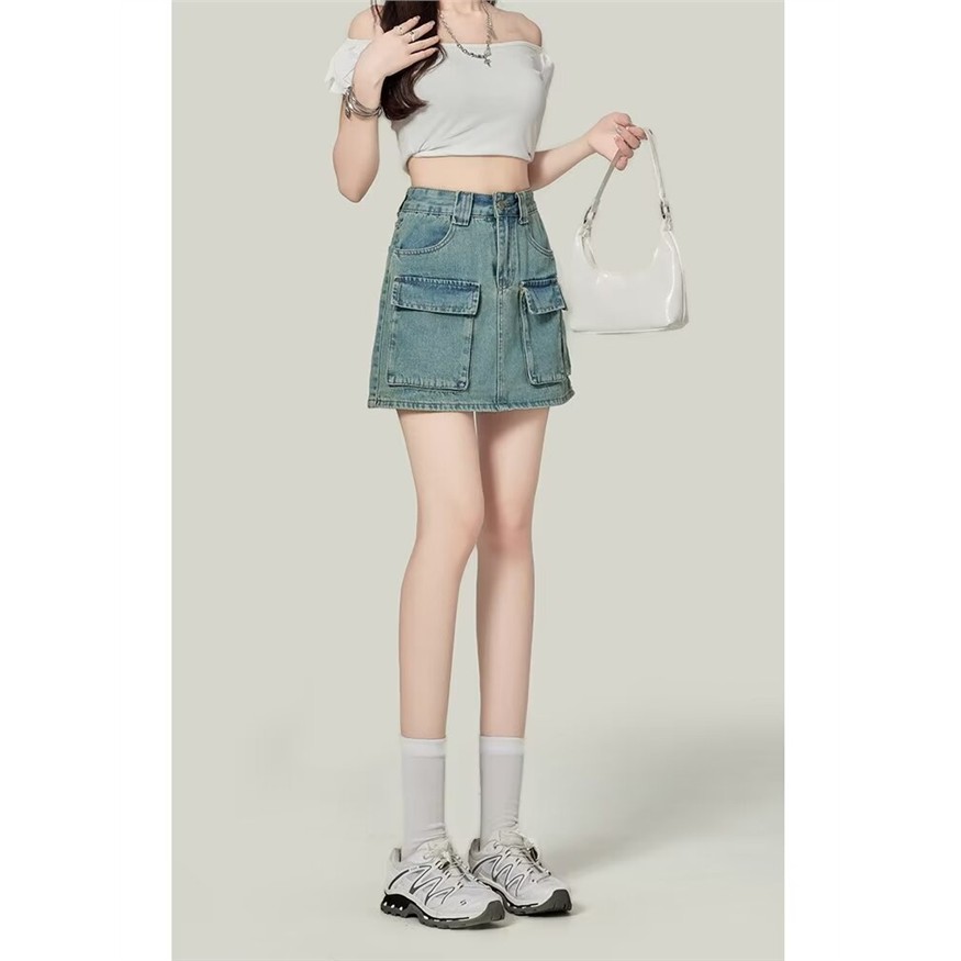 美式复古辣妹牛仔短裙女