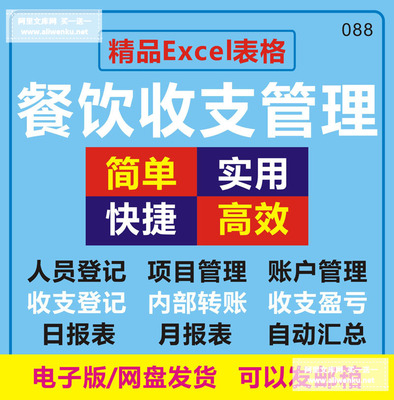 餐饮收支管理核算系统EXCEL 表格饭店流水账采购消耗成本利润分析