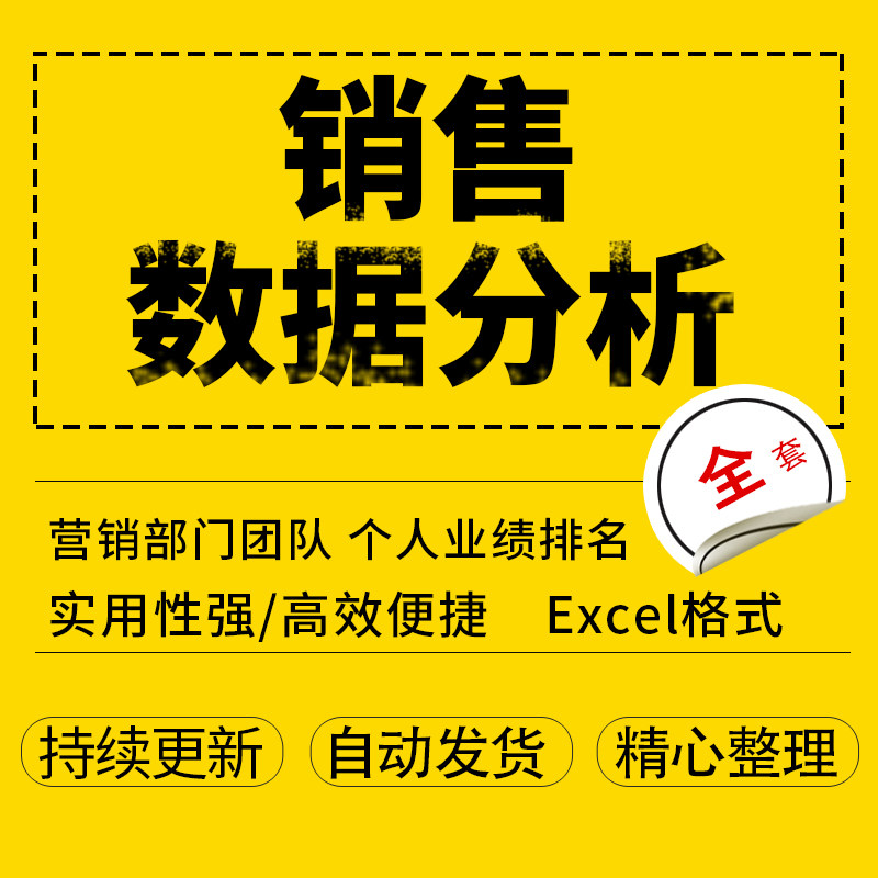 销售数据分析报告营销部门团队个人业绩排名达成率图表excel格式