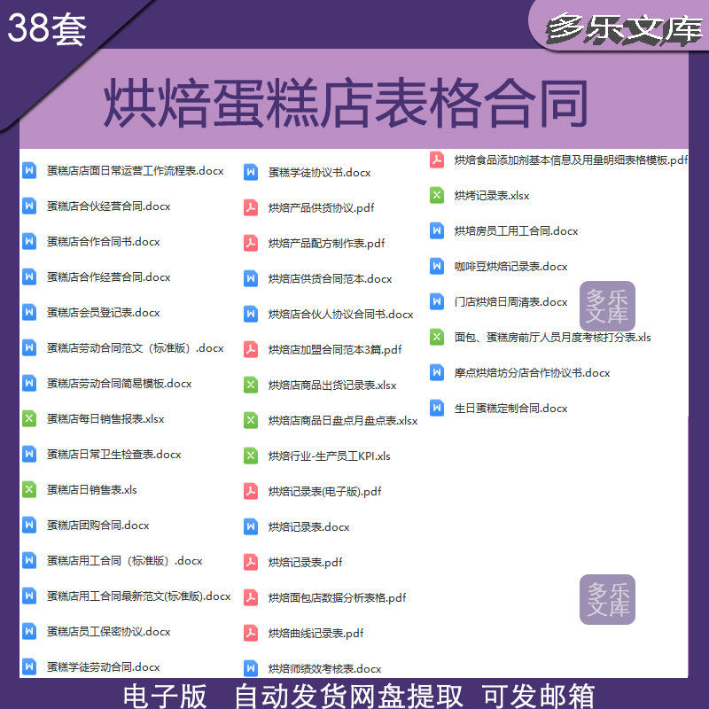 烘焙蛋糕店学徒合作保密劳动合同出货记录表日月盘点表销售报表