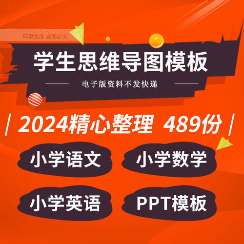 小学生数学思维导图ppt卡通语文英语学习小报电子版word线稿模板
