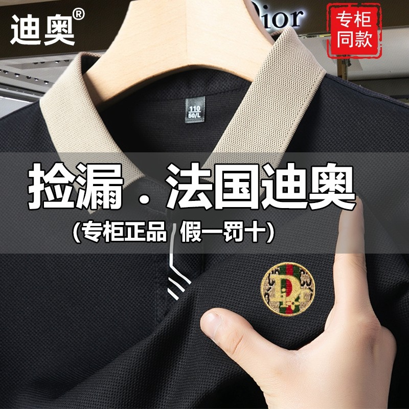 迪奥男装专柜正品牌轻奢短袖T恤高档冰丝翻领体恤夏季休闲POLO衫