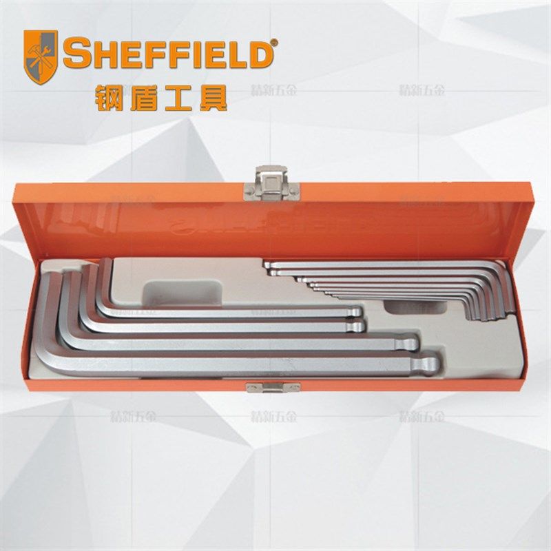 钢盾铁盒装大规格内六角扳手大号10件1H2套公制加长球头内六角套