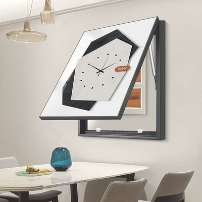 电表箱装饰画带钟表竖版遮挡总开关盒H配电箱轻奢高级感免打孔挂