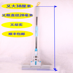 海绵拖把一体杆加粗加长不锈钢一体杆无接头海绵拖把家用加厚强吸
