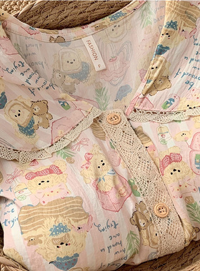 田园风睡衣女款春秋季新款长袖睡裙甜美可爱中长款连衣裙家居服女