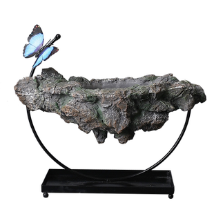 新中式六月雪文竹花盆创意铁艺悬浮树脂摆件网红客厅多肉造景盆栽