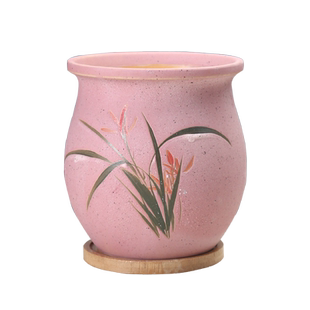 薄荷金边吊兰栀子花专用花盆陶瓷大号创意个性室内植物花器带托盘