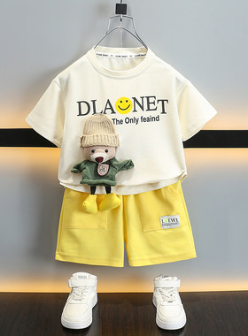 衣服夏季套装夏新2025男宝夏装童热销宝宝小男孩款款短袖洋气卡通