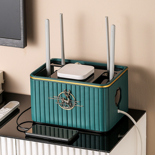 客厅WiFi无线路由器收纳盒插排装饰品遮挡盒电视机顶盒大号置物架