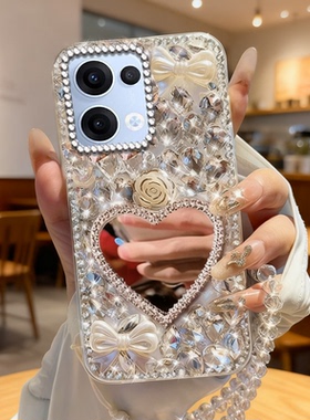 满钻奢华带镜子适用OPPOReno13手机壳小众15女款3高端7se水钻8+镶钻RENO6PRO防摔 6 +新款11全包12/20262