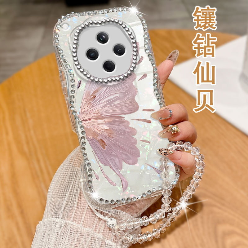 奶油纹镶钻贝壳，不掉钻，不发黄