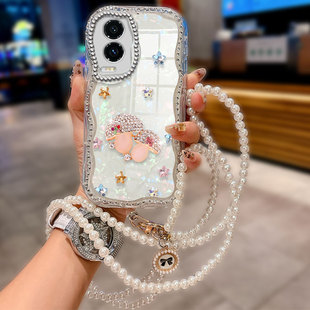 斜跨镶钻水钻贝壳适用荣耀GT手机壳保护套X20SE水钻Play6C简约90GT新款 X40GT外壳畅玩50Plus全包华为麦芒30