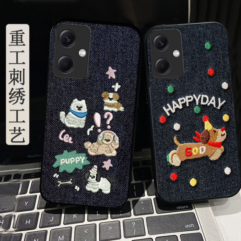 真牛仔布刺绣，不脱丝，不掉色