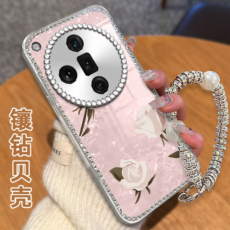 高级感电镀贝壳纹镶钻  不掉漆 不掉色