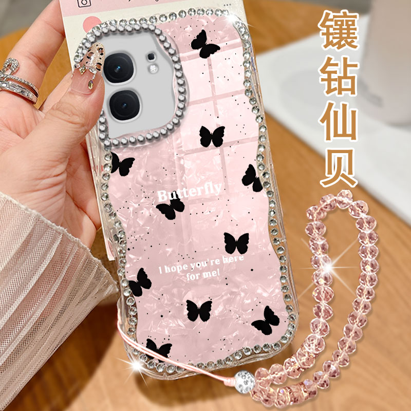 透明奶油镶钻贝壳，不掉钻，不发黄