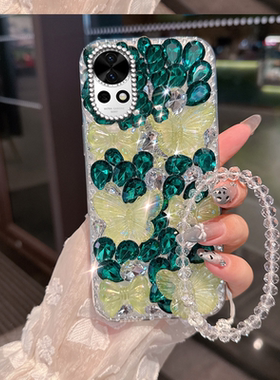 绿色小清新水钻适用华为nova13手机壳镶钻荣耀7T/2025年11Pro网红5新品5i外壳6T防摔6 5G保护套10Pro女款11