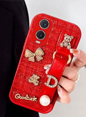 2026新款布艺小香风适用vivoY76s手机壳小众Y52s针织Y53s全包Z3x红色T2硅胶X100S保护套Y50冬天Y50t高级感Y3