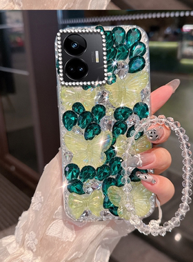 绿色小清新水钻适用realme真我GT5手机壳外壳10全包Q3i高级感11保护套13+小众GT5镶钻11+防摔GT2/2025年10+