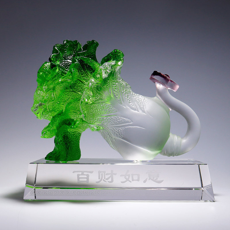 琉璃白菜摆件百财如意招财客厅酒柜装饰工艺品公司店铺开业礼品