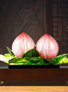 福禄双全全铜寿桃摆件家居酒柜玄关蟠桃装饰品长辈生日贺寿礼品