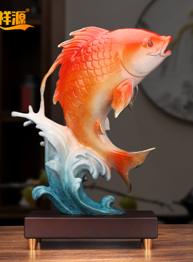 全铜鱼摆件鸿福高升锦鲤客厅