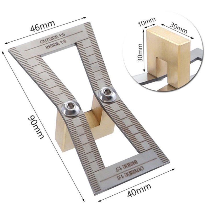 RUITOOL木工燕尾榫划线规1:5/1:6/1:7/1:8不锈钢划线模板木工量规