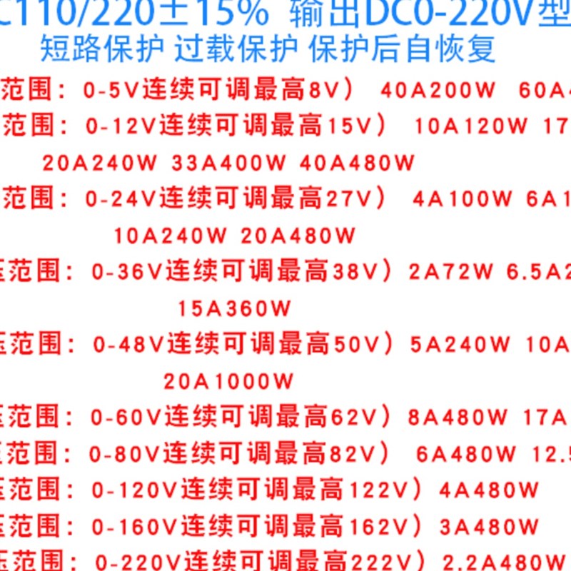 交流220v转0到5-12-24-36-48-60-80-120-160直流数显可调开关电源