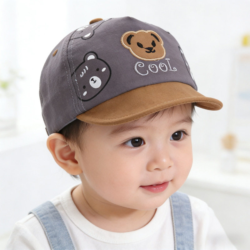 儿童春秋新款小熊卡通鸭舌帽男女宝宝可爱遮阳防晒棒球帽韩版时尚