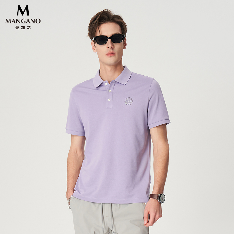 Mangano曼加龙夏季新款刺绣logo短袖POLO衫男百搭T恤潮