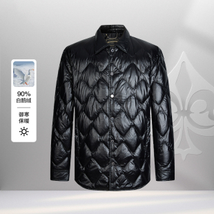 90白鹅绒 翻领男士 曼加龙2025冬季 时尚 羽绒服休闲轻薄外套 新款