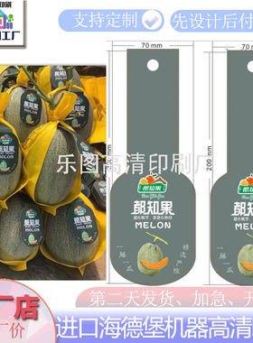 定制都知果哈密瓜双面哑膜吊牌水果捞光膜腰封不干胶标签设计定制