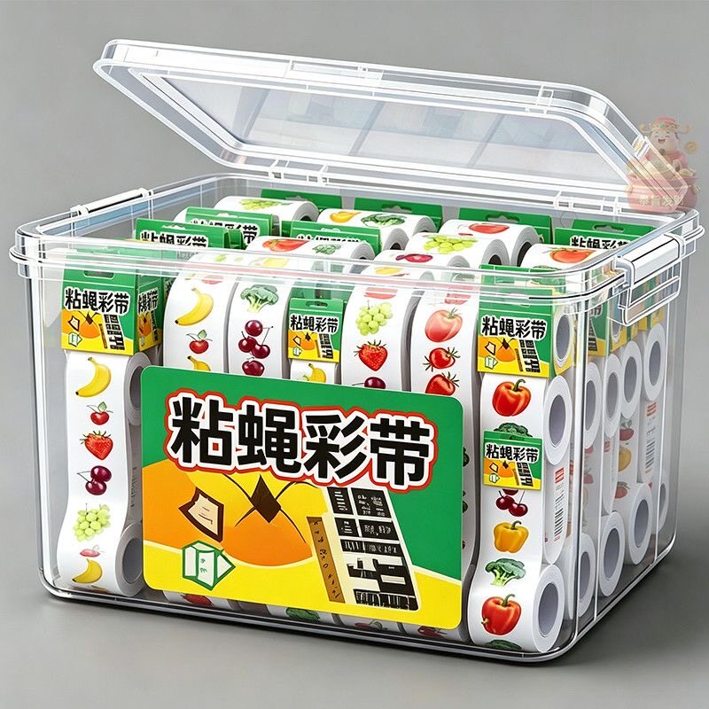 粘蝇彩带苍蝇悬挂灭蝇神器蚊虫养殖场板条诱杀彩条强力家用批发