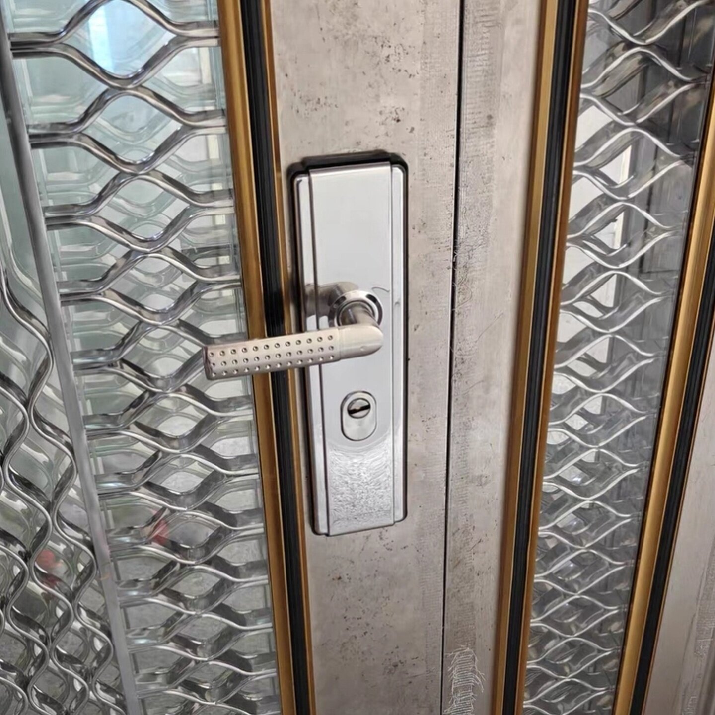 防盗门通用型拉手单活双活把手面板左右可调门锁手柄老式防火门图片