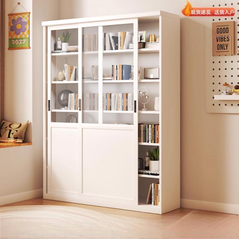 欧雅逸家钢制移门书柜防尘推拉门展示柜办公室儿童书架玻璃门落地