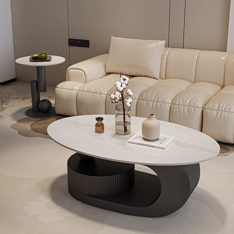 傲景黑色高端轻奢岩板椭圆形茶几小户型现代简约极简客厅,住宅家具,茶几,淘宝优惠券,粉丝福利购,淘宝优惠卷