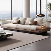 陶益意式 轻奢康纳利真皮沙发客厅小户型头层牛皮直排棉麻布艺沙发