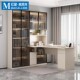 艾比森轻奢转角书桌书架一体实木电脑桌家用学习桌简约款 书柜组合