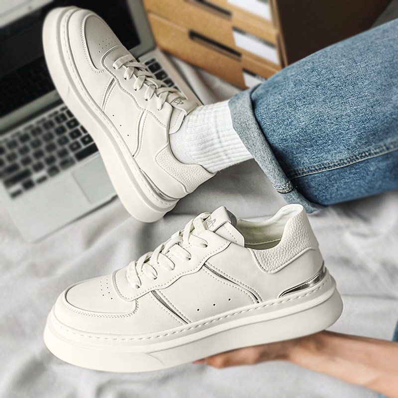 鞋子男款夏季透气休闲运动潮鞋潮牌高级感板鞋2025新款厚底小白鞋